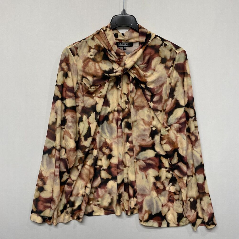 NWT Eloquii Women Long Sleeve Blouse Top Shirt Size 30/32 Floral B336 -26